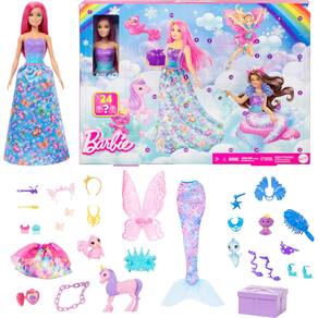 Calendário do Advento Barbie com boneca e 24 acessórios Unicórnio e animais de estimação