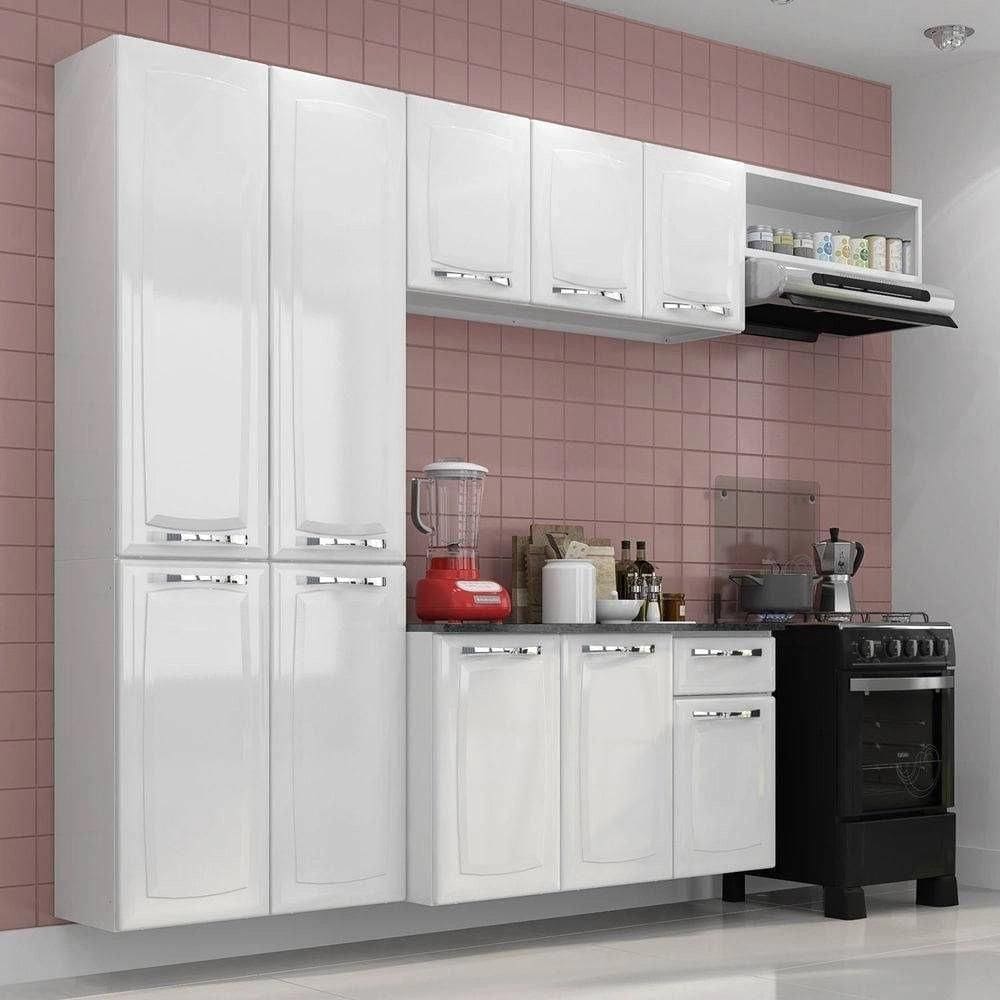 Cozinha Completa Itatiaia Amanda 4 Peças Com Paneleiro Duplo Armário Aéreo E Balcão Branco