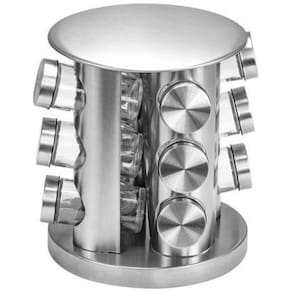 Porta Temperos E Condimentos Giratório 12 Peças Inox E Vidro