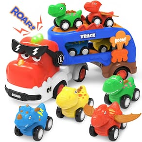 Car Toy seveclotree Dinosaur Truck com 4 carros Dino para crianças de 2 a 7 anos