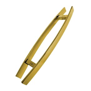 Puxador Porta Pivotante Inox Dourado Curvo Italy - 40 Cm