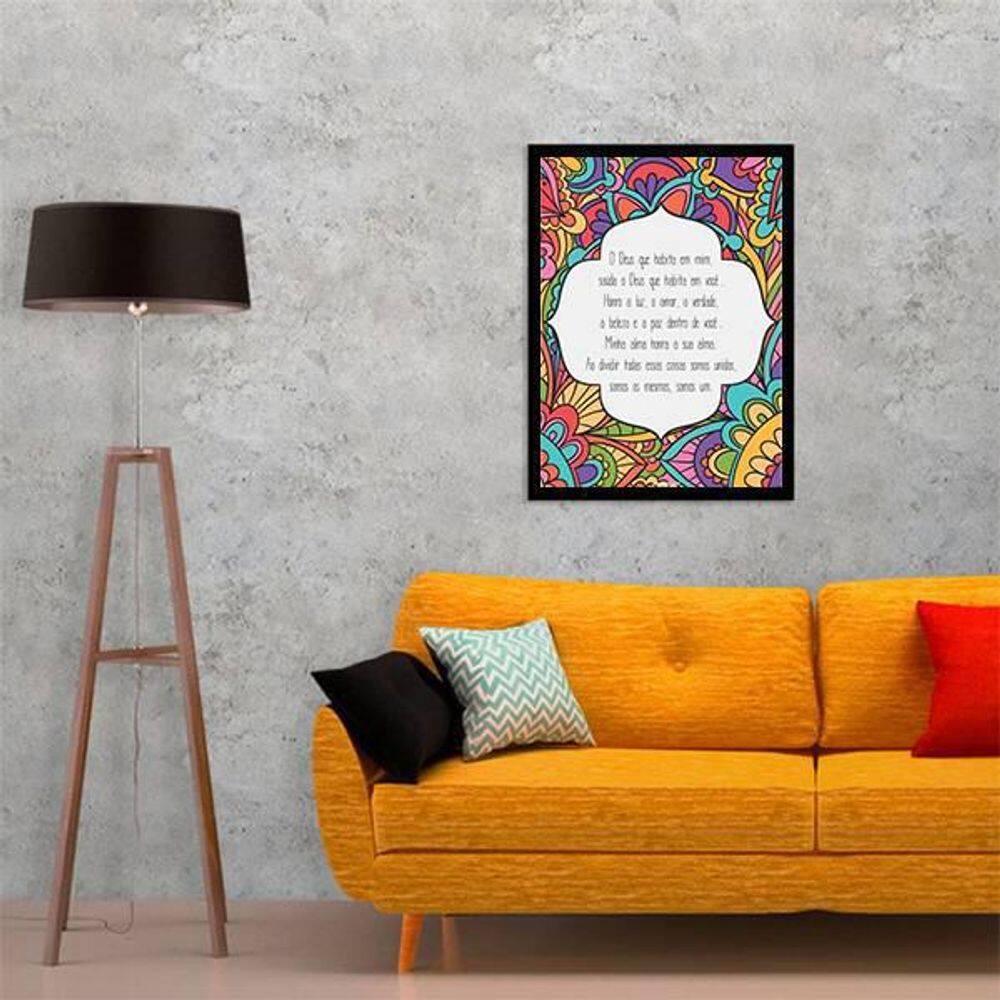 Quadro Decorativo Mantra O Deus Que Habita Em Mim 34x23cm