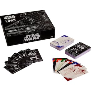 Esquemas técnicos do jogo de cartas Mattel Games UNO Star Wars