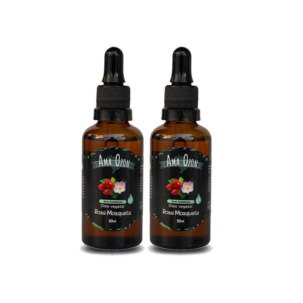 Kit 2 Óleo Puro Vegetal Rosa Mosqueta Clareador Mancha 50Ml