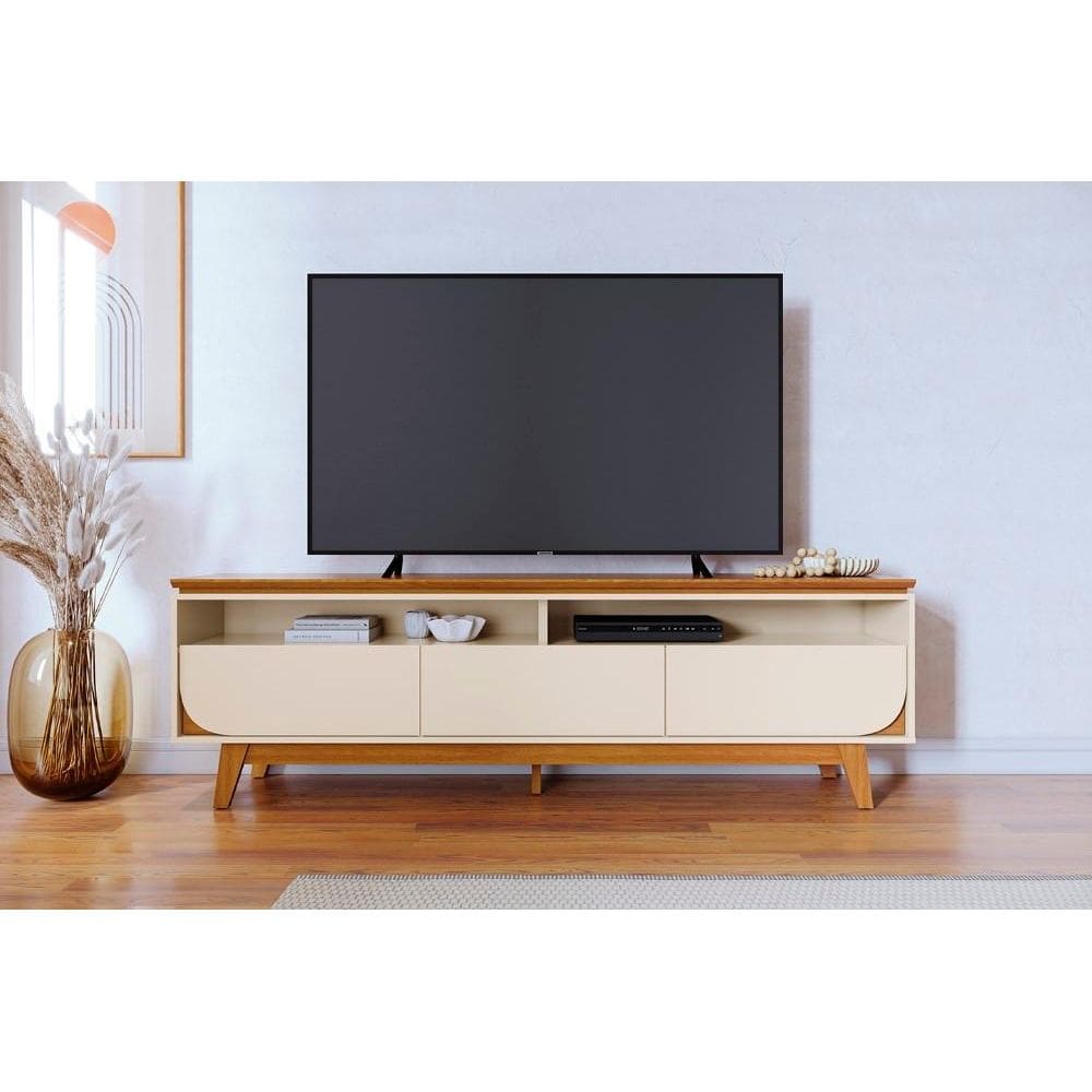 Bancada Selene para TV de até 75 polegadas - Cinamomo Off White - Madetec