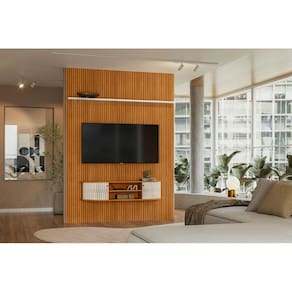 Painel+Rack Suspenso New Monte Carlo Para TV até 65 Polegadas - Cinamomo Off White - Madetec