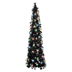 Árvore de Natal BTU Black Pop Up de 5 pés com luz LED de Halloween de 90