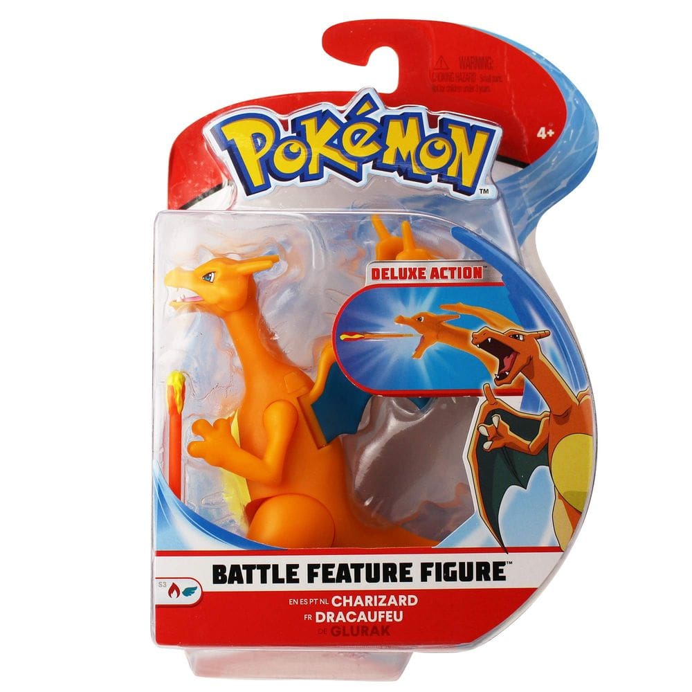 Figura de ação Pokémon Charizard Battle Feature de 4,5 polegadas