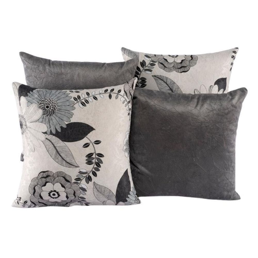 Kit 4 Almofadas Jacquard Decorativas 40X40 Cinza - 010