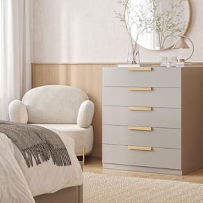 Cômoda 5 Gavetas 80cm Jade CabeCasa MadeiraMadeira Cinza Urbano