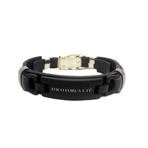 Pulseira Masculina Foco Força e Fé Amuleto Negro Trava