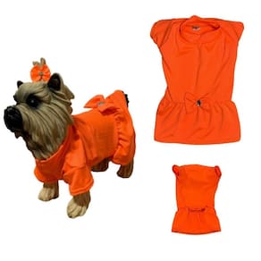 Roupa Para Cães E Gatos - Vestido Suplex Neon Laranja G
