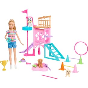 Conjunto de brinquedos Barbie e Stacie to The Rescue com boneca e 3 cães