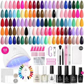 Kit de esmalte de gel para unhas, besouros, gel com luz ultravioleta, 35 cores, 68 unidades