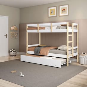 Treliche Solteiro Soft Madeira e MDF Casatema Branco/Natural