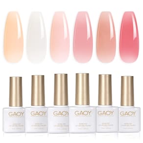 Conjunto de esmaltes em gel GAOY Milky White x Jelly Nude 7,3 mL (x6)