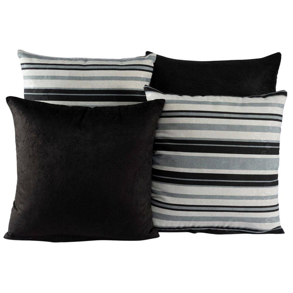 Kit 4 Almofadas Decorativas Para Sofá Estampa Preto Listrado