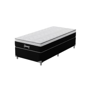 Cama Box Solteiro Molas Ensacadas Gemini 78x188x68 Branco/Preto