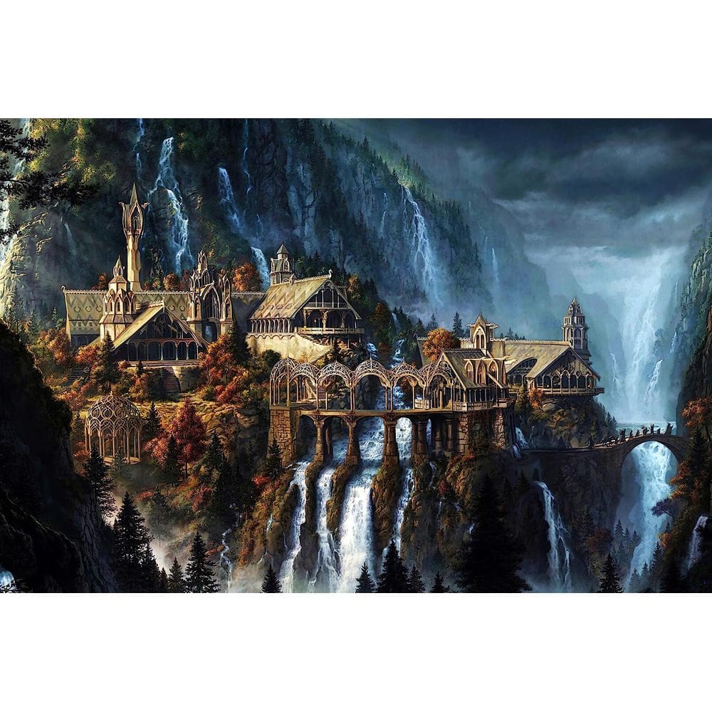 Quebra-cabeça Phinli O Senhor dos Anéis: Cidade da Cachoeira, 1000 peças