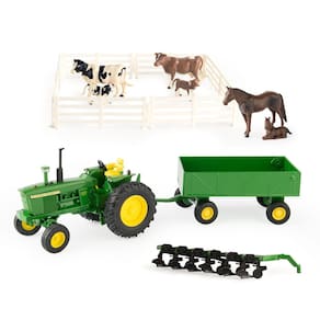Conjunto de brinquedos Farm Toy John Deere em escala 1:32 com trator, animais