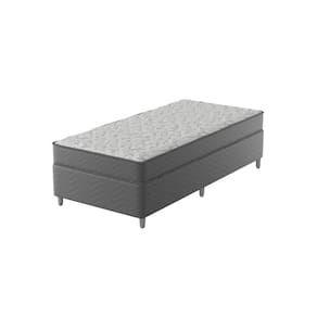 Cama Box Solteiro D33 Of 108x198x0,42 Cinza/Branco