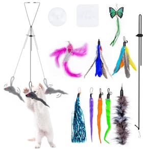 Brinquedos Cat Feather Toys Oziral Interactive, pacote com 15, Self-Play
