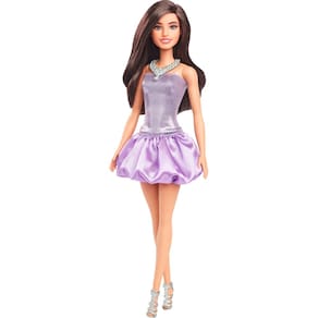 Boneca Fashion Barbie Fashionistas #234 Vestido roxo de cabelo castanho