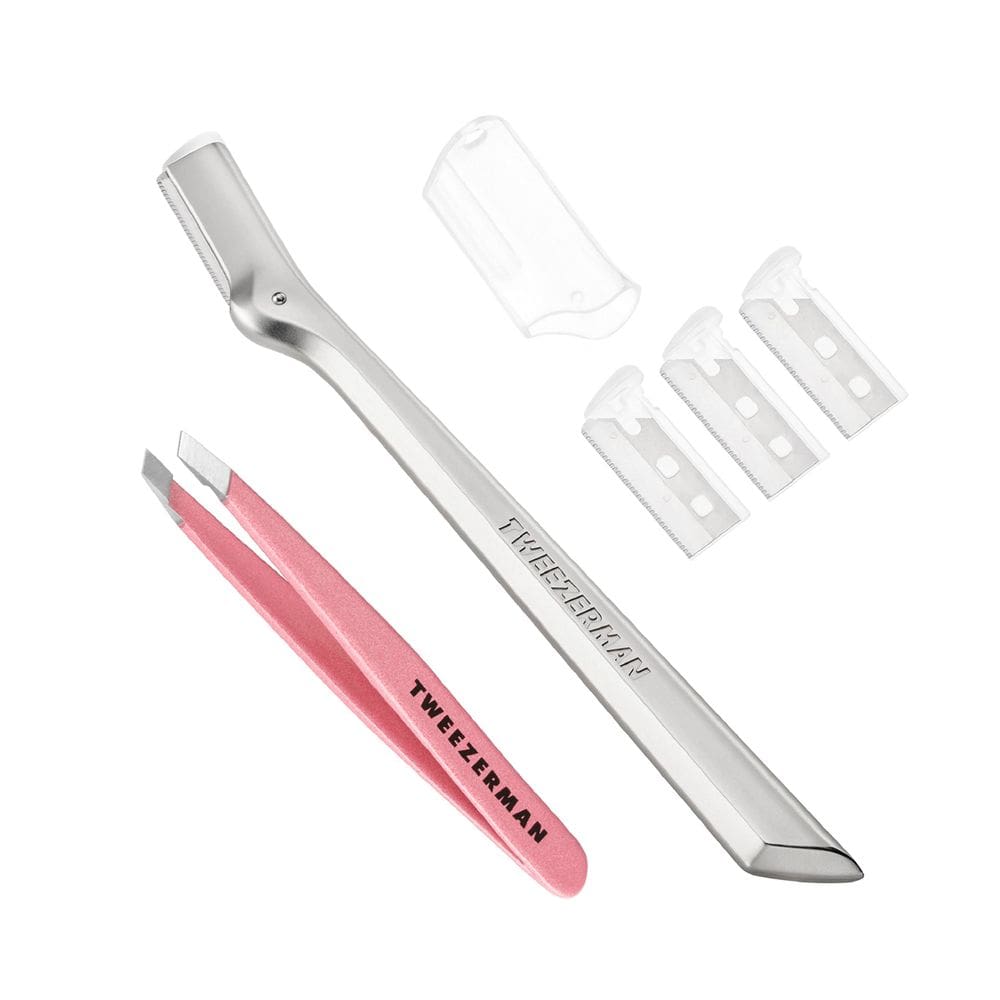 Lâmina de sobrancelhas e mini pinça inclinada Tweezerman Tea Rose