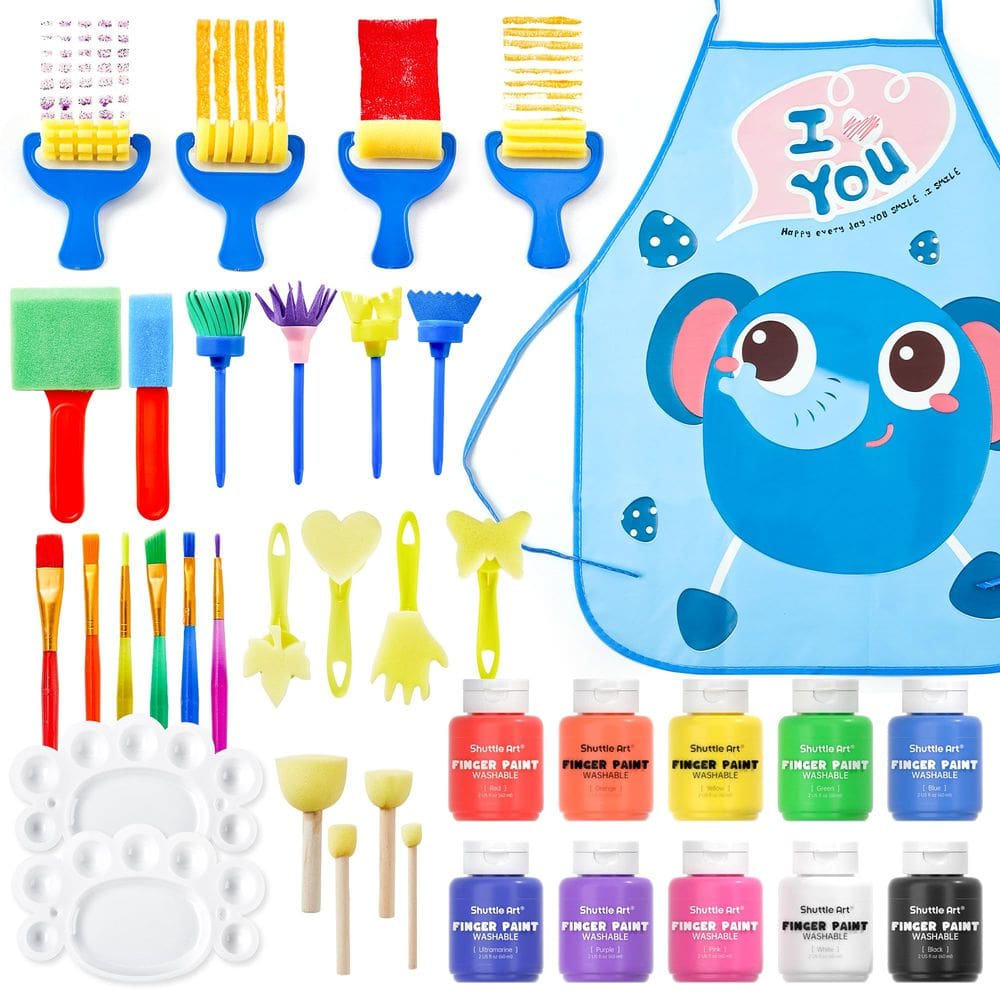 Conjunto de pintura a dedo Shuttle Art Kids lavável 10 cores 60 ml