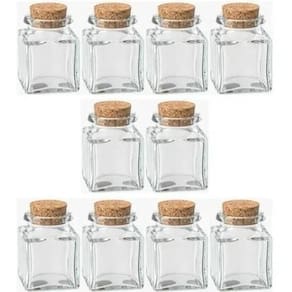 Kit 6 Pote Vidro Com Tampa Rolha Cortiça Quadrado 30Ml