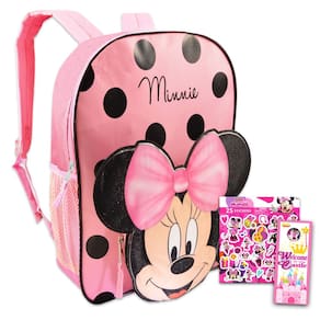 Mochila Disney Minnie Mouse para crianças de 12 polegadas com adesivos