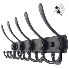 Suporte de parede para cabide WEBI 5 Tri Hooks em aço inoxidável preto