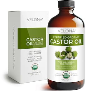 Frasco de vidro orgânico de 480 ml com certificação USDA de óleo de rícino velona
