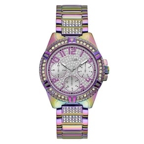 Relógio: pulseira multifuncional de cristal roxo GUESS, roxa