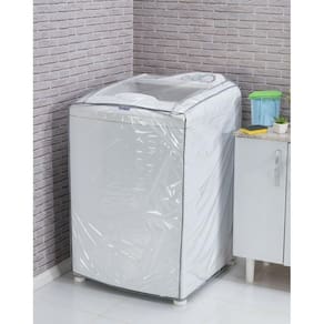 Capa Máquina De Lavar Roupas Pvc Transparente M 10Kg À 14Kg