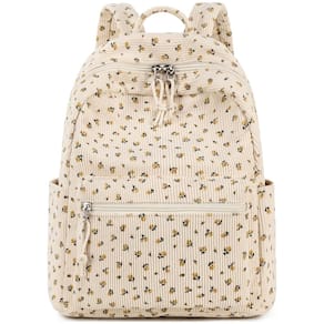 Mochila BTOOP Mini Corduroy para meninas, adolescentes e mulheres, bege