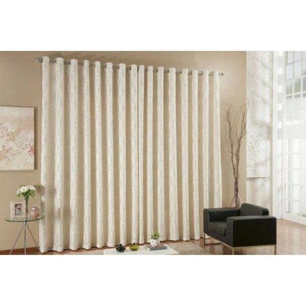 Cortina Tecido Jacquard Semi Blackout Palha 4,00X2,50