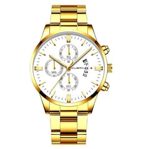 Relógio Masculino Dourado Aço Inox Dourado Branco