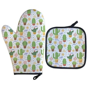 Kit Luva Térmica De Forno Cactos Cozinha Criativa