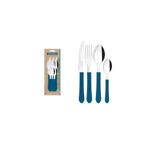 Conjunto Talheres 12 Pcs Leme Azul Tramontina Aço Inox
