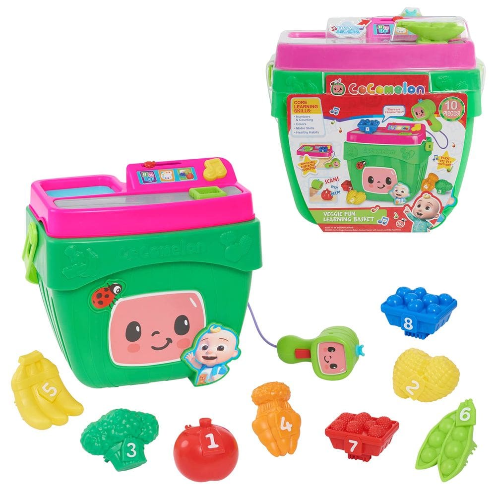 Cesta de aprendizagem de brinquedos CCocomelon Veggie Fun 10 peças de 18 m ou mais