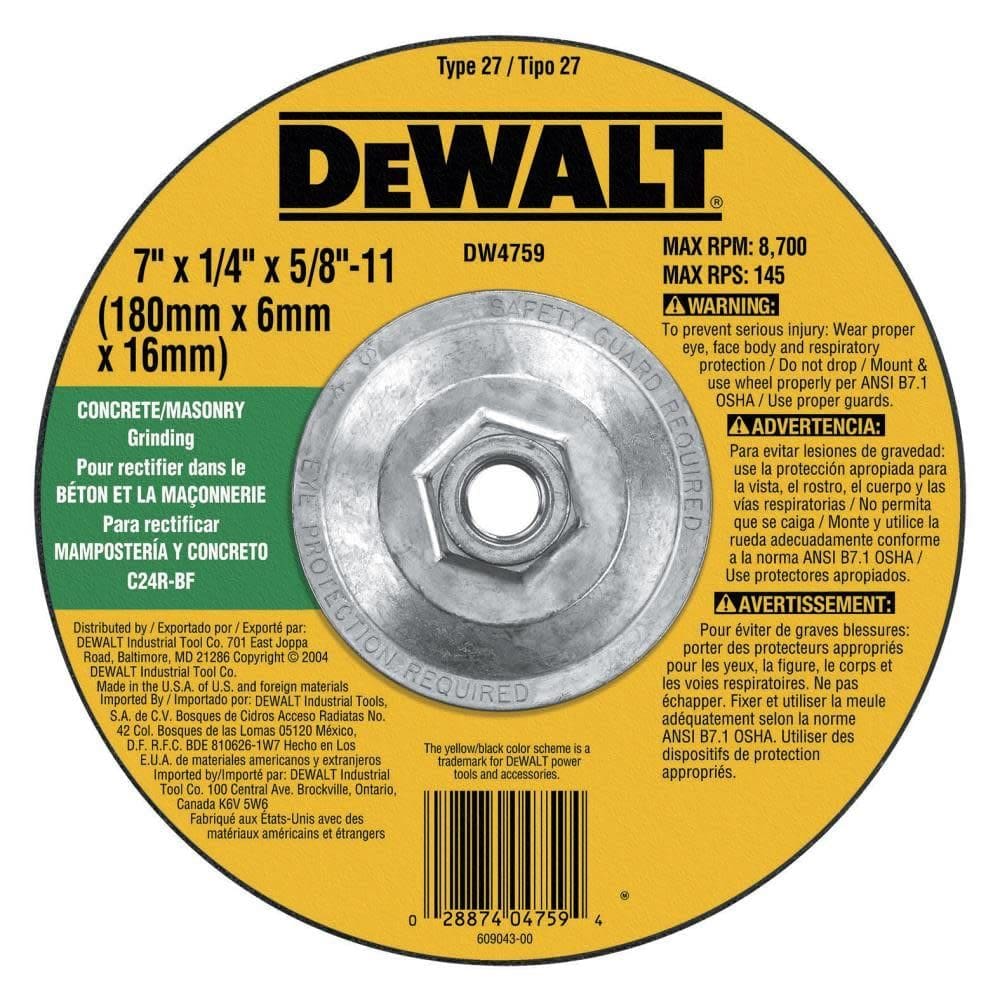 Rebolo DEWALT DW4759 para concreto/alvenaria 7x1/4x5/8-11