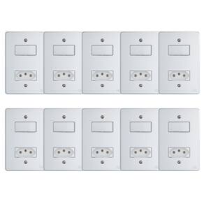 Kit Conjunto Interruptor 4x2 | 1 Tecla Simples 10A + 1 Tomada 20A 250V 10 peças