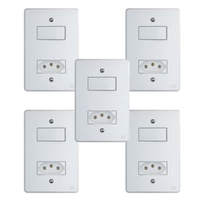 Kit Conjunto Interruptor 4x2 | 1 Tecla Simples 10A + 1 Tomada 20A 250V 5 peças