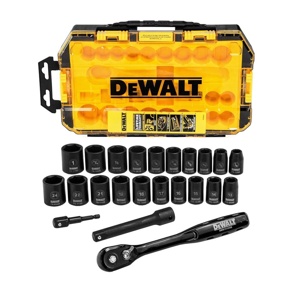 Conjunto de soquetes de impacto DEWALT DWMT74739, unidade 1/2 de 23 peças