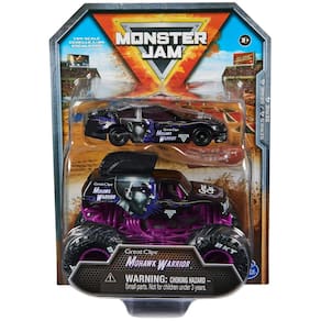 Toy Monster Jam Diecast, pacote com 2 unidades, Mohawk Warrior com carro de corrida