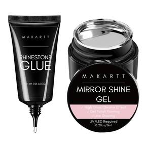 Cola e Gel Cromado para Unhas Silver Chrome Makartt 30g e 8ml - 2 unidades