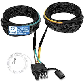 Chicote de fiação de reboque Kbiykuy 22 pés 4 pinos e 5 fios com malha de nylon