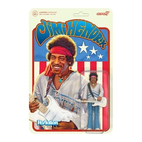 Boneco de ação Super7 Jimi Hendrix (Festival) com guitarra de 9,5 cm