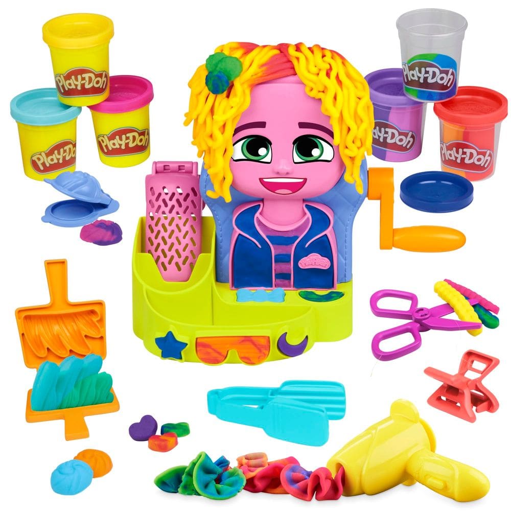 Conjunto de brinquedos Play-Doh Hair Stylin` Salon com 6 latas para crianças a partir de 3 anos